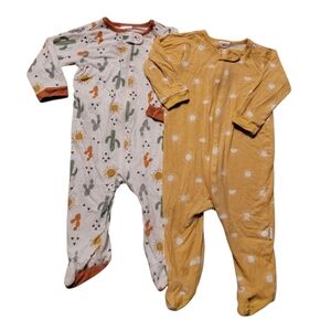 Gerber Cactus and Sun Print Footies - White and Yellow